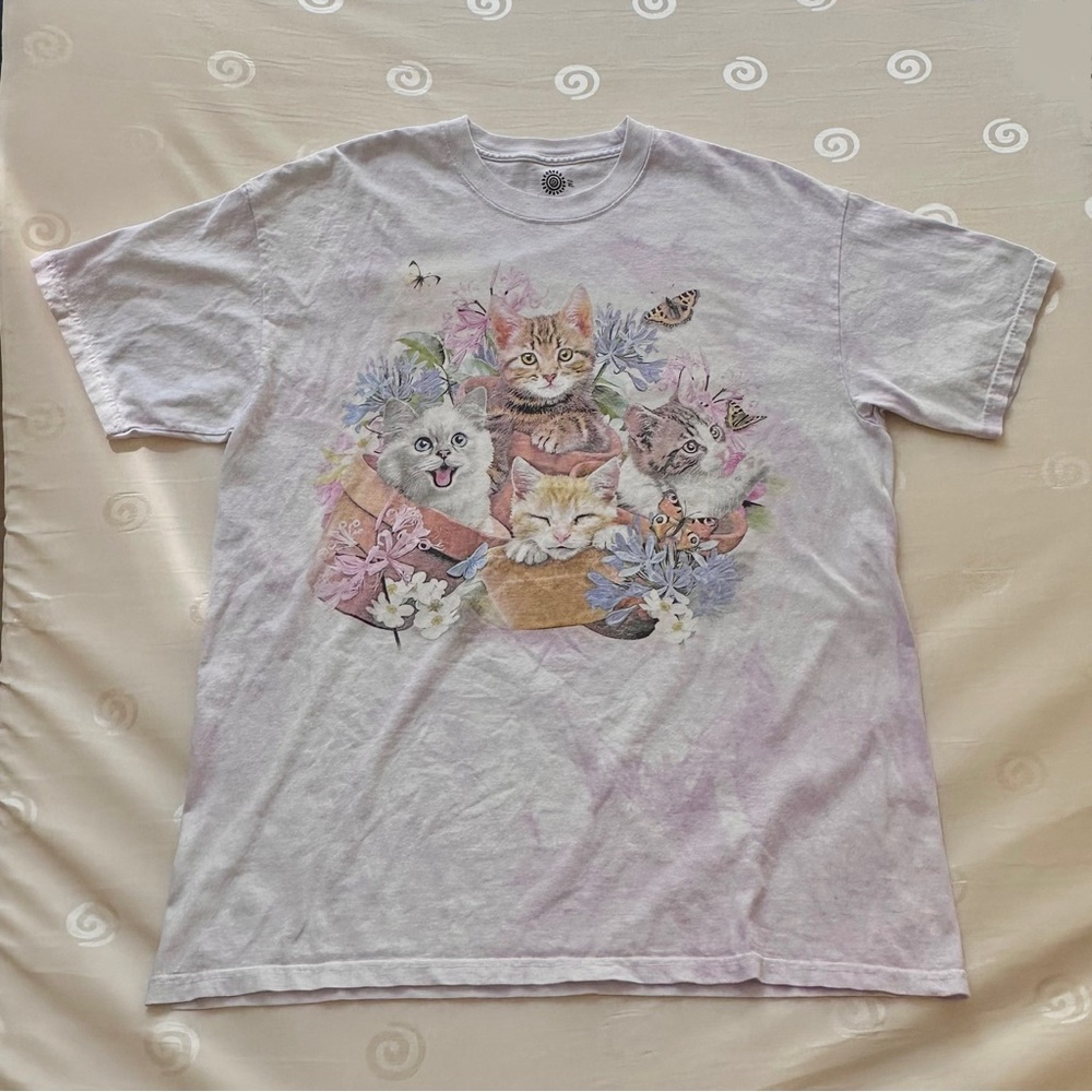 The Mountain purple and white tye-dye kitten tshirt🐈🌈⛅️